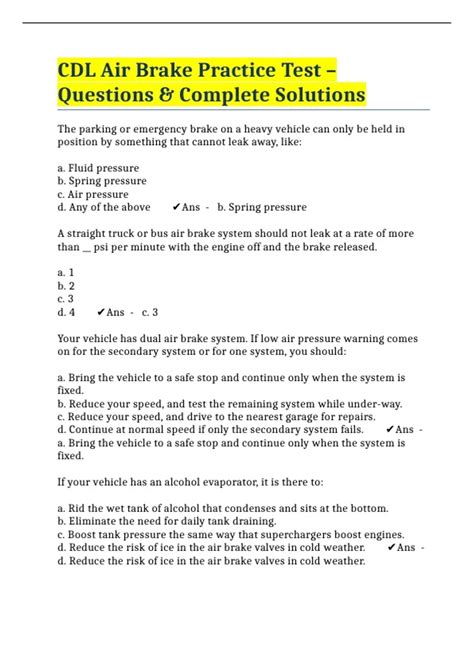 is the air brake test hard|air brake practice test quizlet.